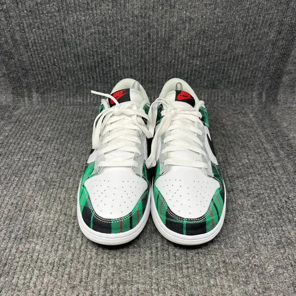 Nike Dunk Low Premium Tartan Plaid Christmas White Green Red Mens 9 DV0827-100